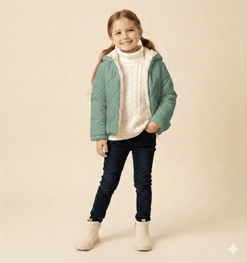 Plush Velvet Lined Winter Puffer Jacket for Kids