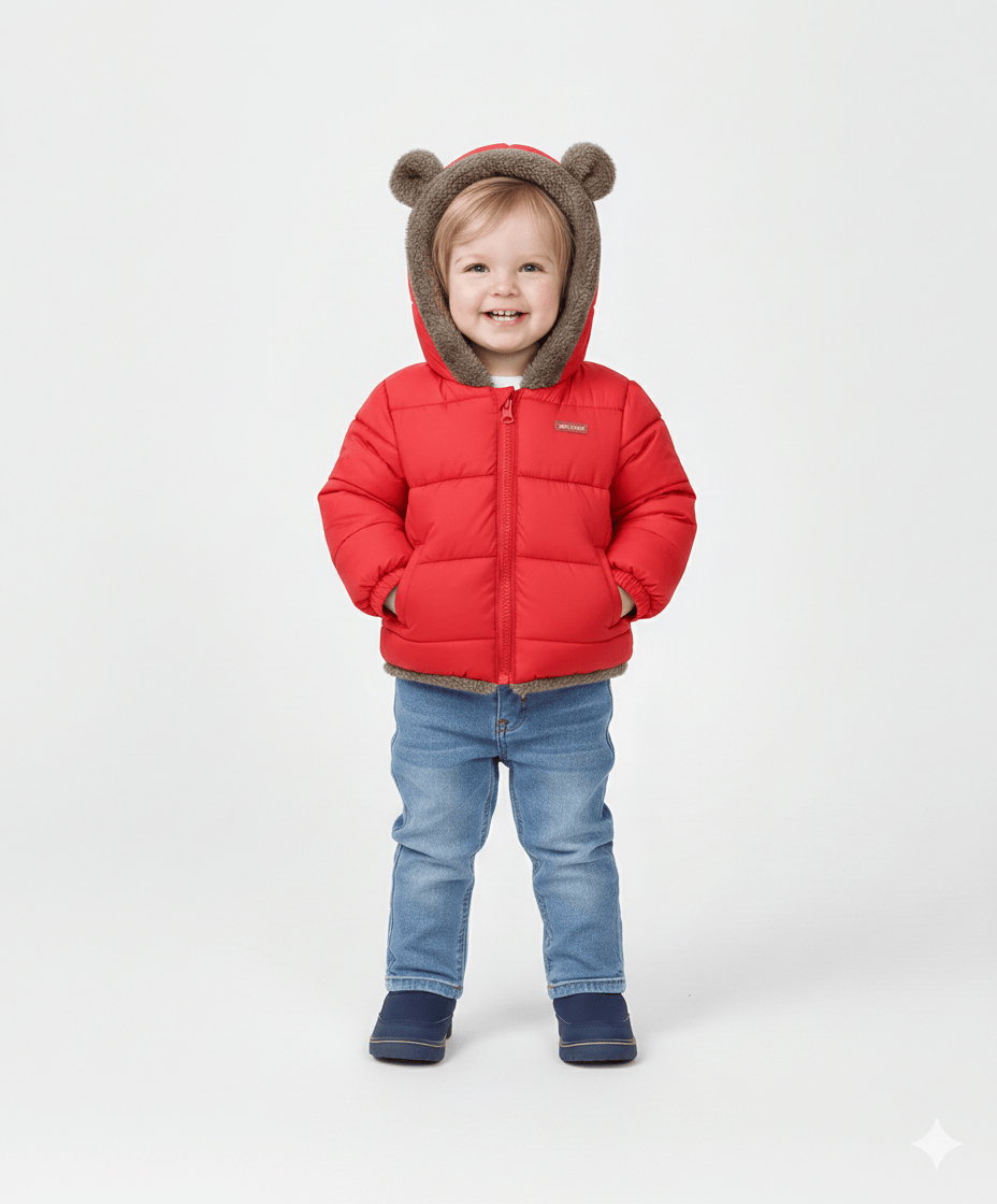 Plush Velvet Lined Winter Puffer Jacket for Kids