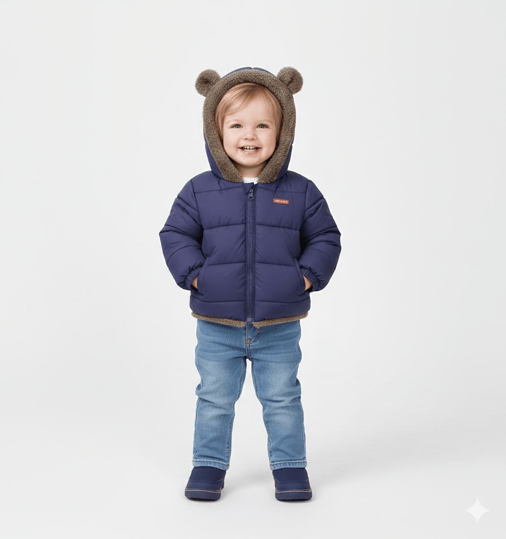 Plush Velvet Lined Winter Puffer Jacket for Kids