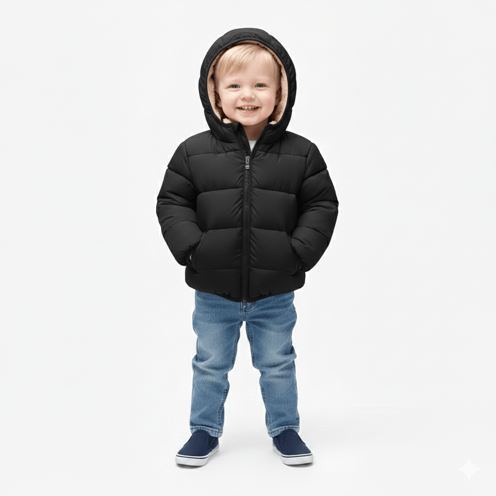 Plush Velvet Lined Winter Puffer Jacket for Kids