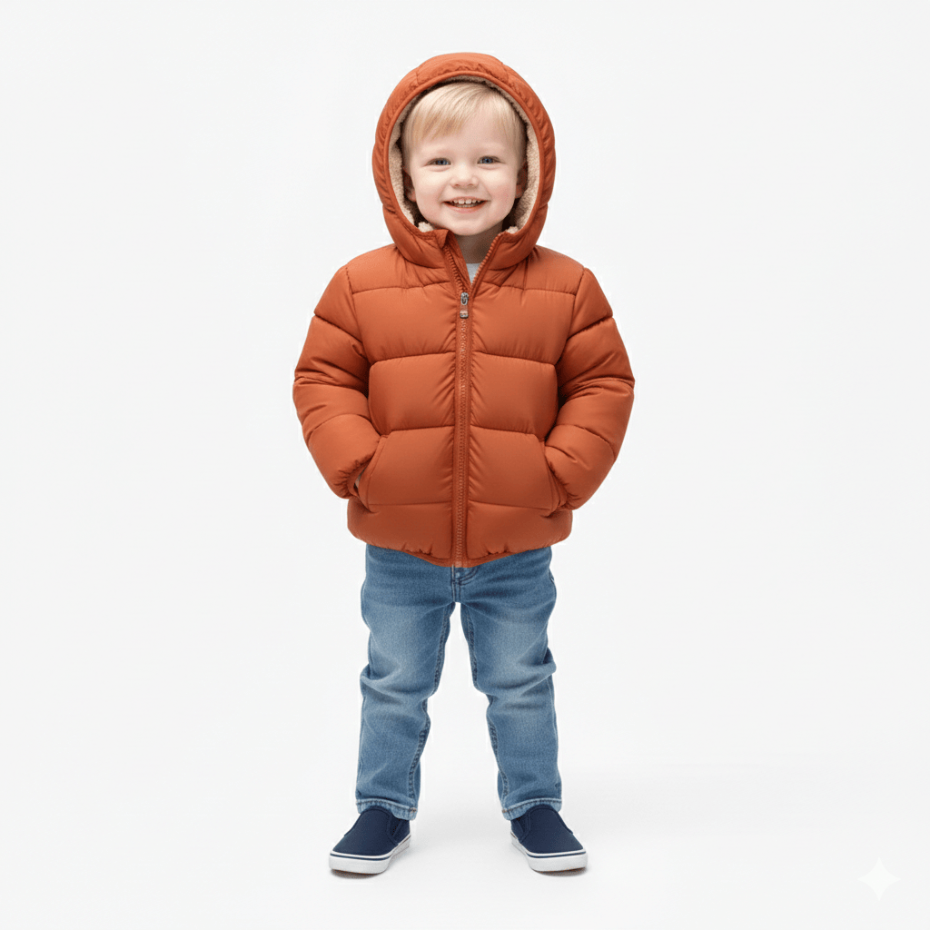 Plush Velvet Lined Winter Puffer Jacket for Kids