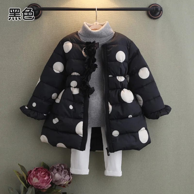 black / 2T Polka Dot Wadded Coat