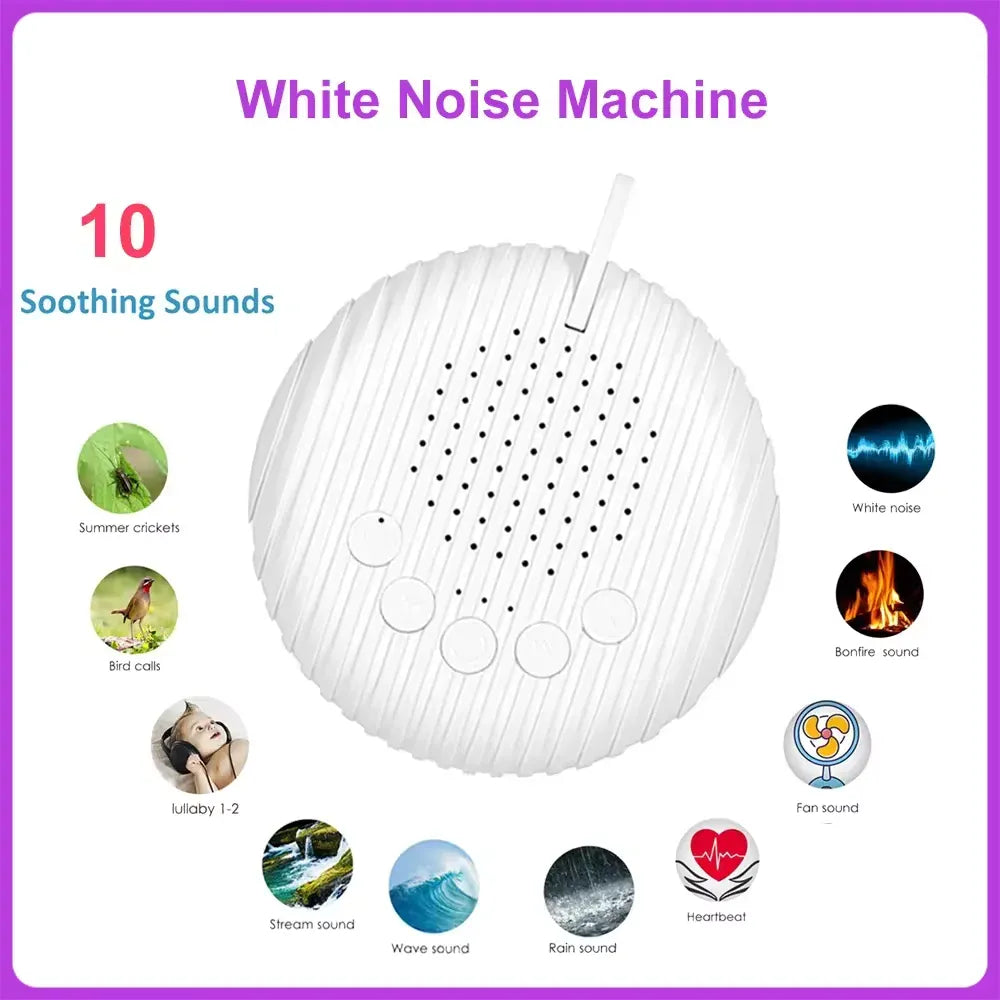 white Portable White Noise Sound Machine for Baby Sleep