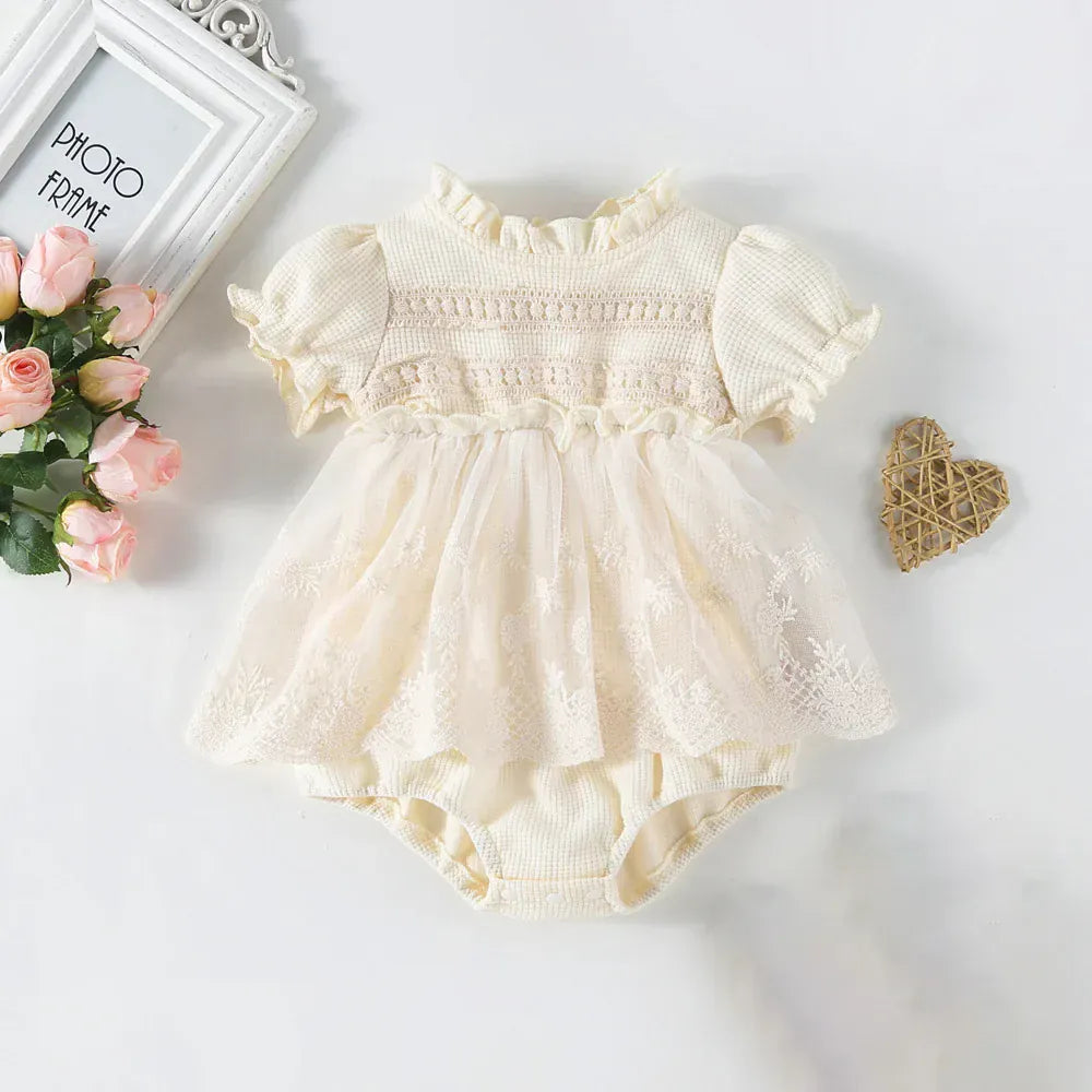 short  sleeve / 3-6M Princess Baby Girl Tutu Lace Bodysuit