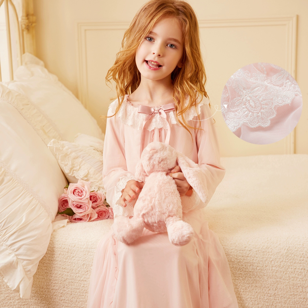 Princess Lace Long Sleeve Nightgown for Girls