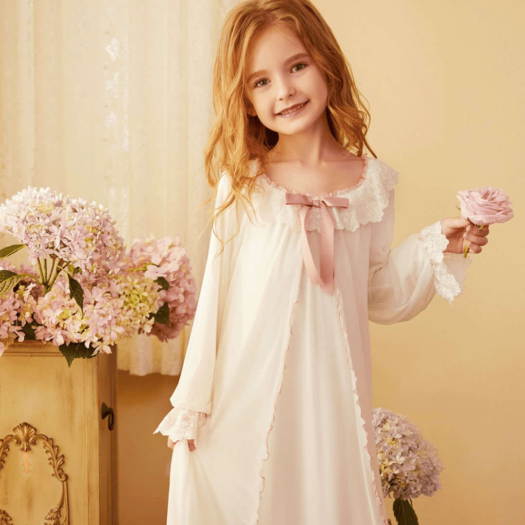 Princess Lace Long Sleeve Nightgown for Girls