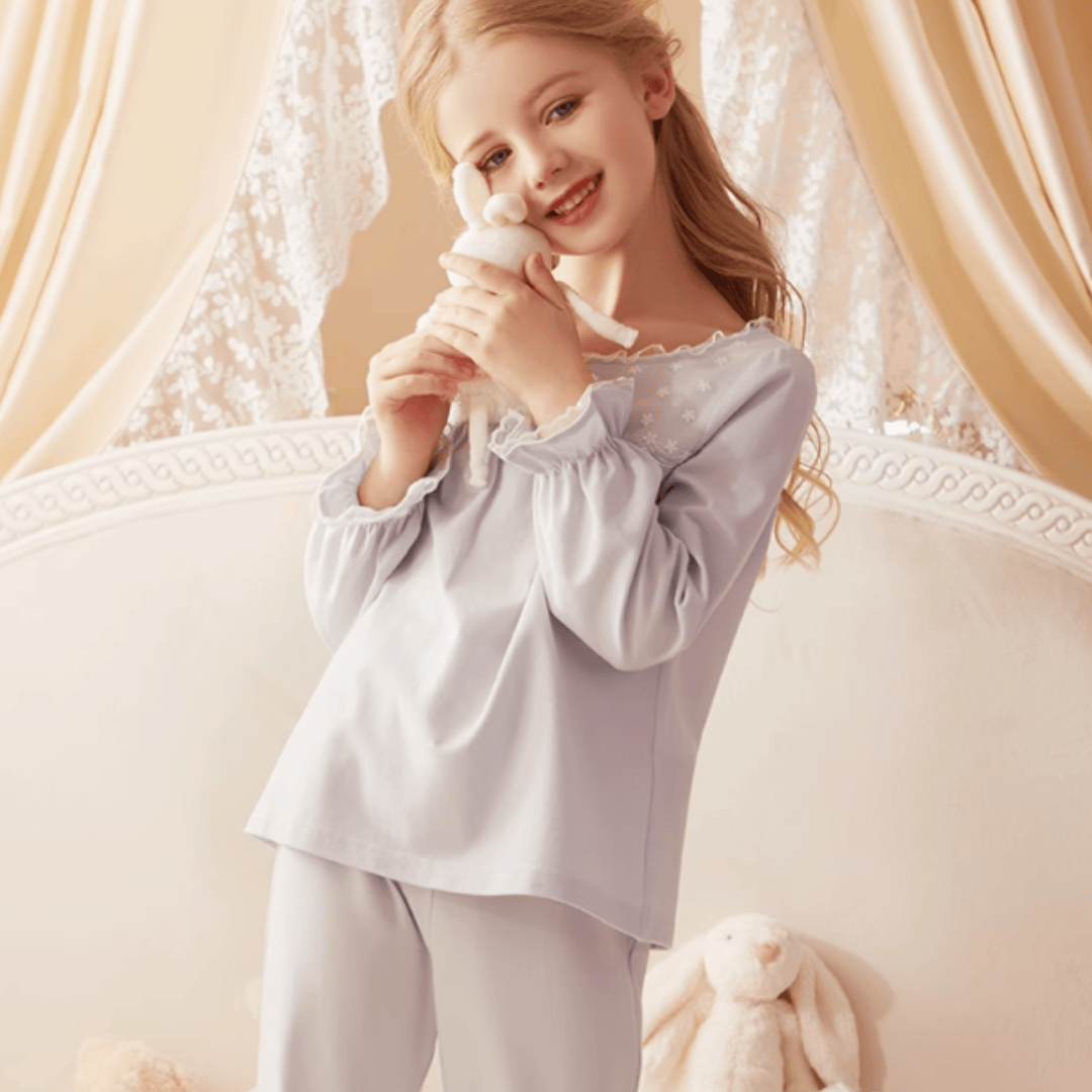 Light Blue / 12-18M Princess Style Pajamas Set for Girls