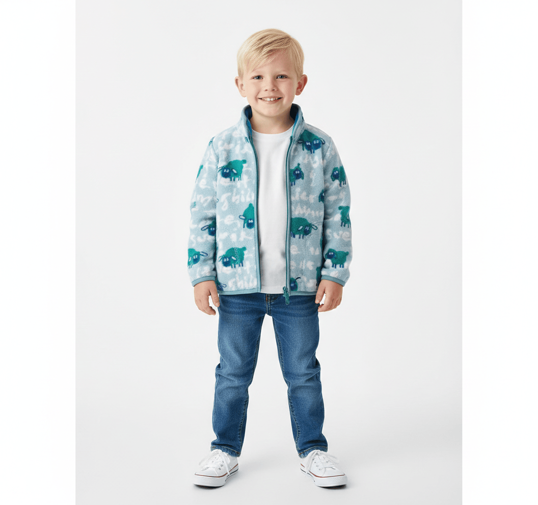 jack Printed Fleece Zipper Jacket for Boys