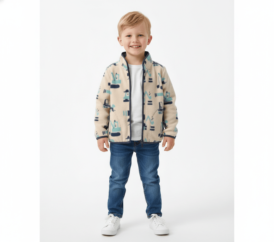 jack Printed Fleece Zipper Jacket for Boys