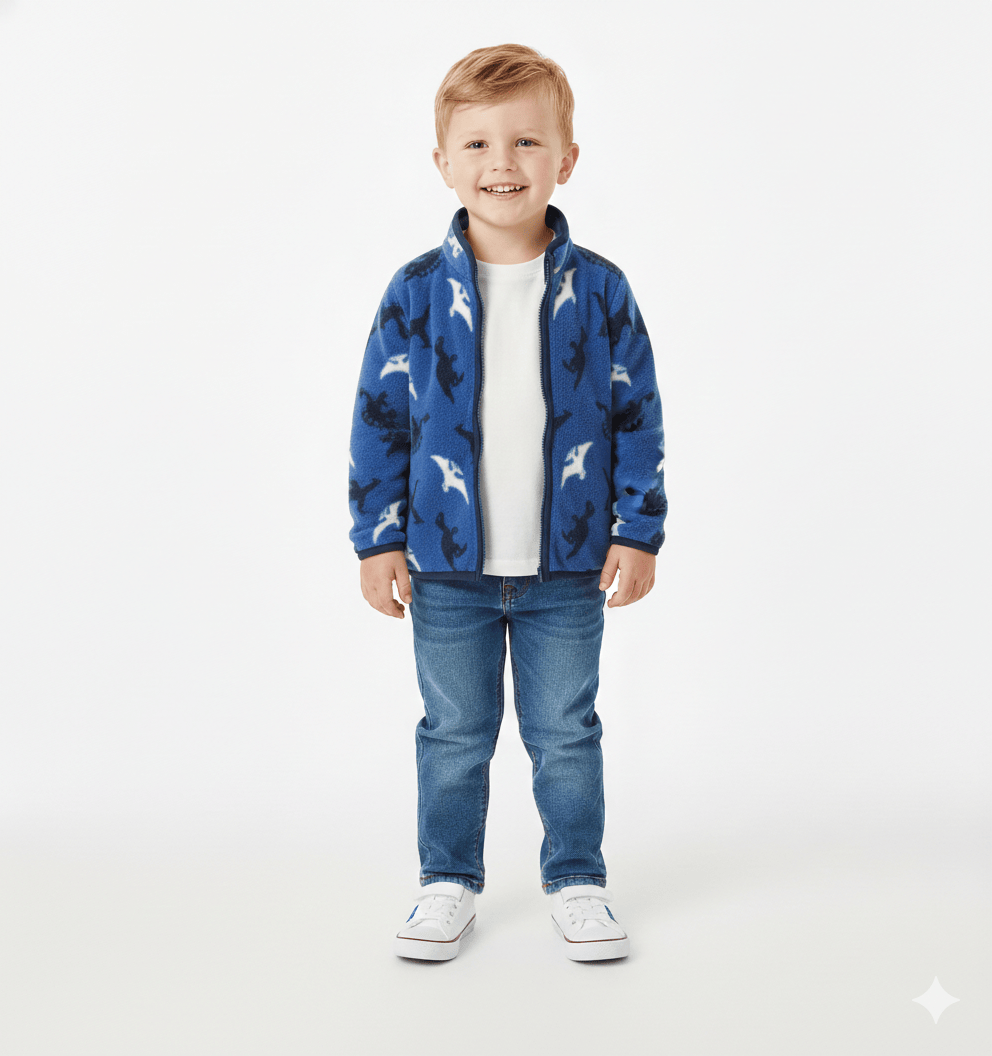 Printed Fleece Zipper Jacket for Kids