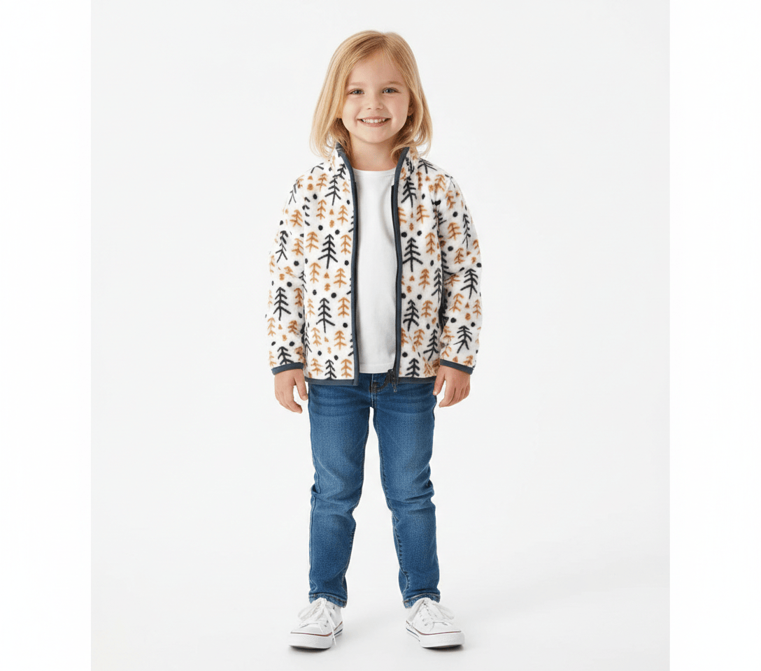 Printed Fleece Zipper Jacket for Kids