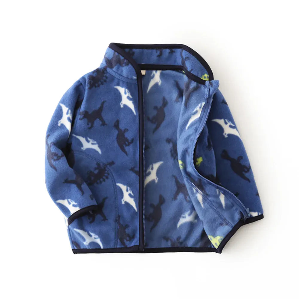 Navy Dinosaur / 24M Printed Fleece Zipper Jacket for Kids