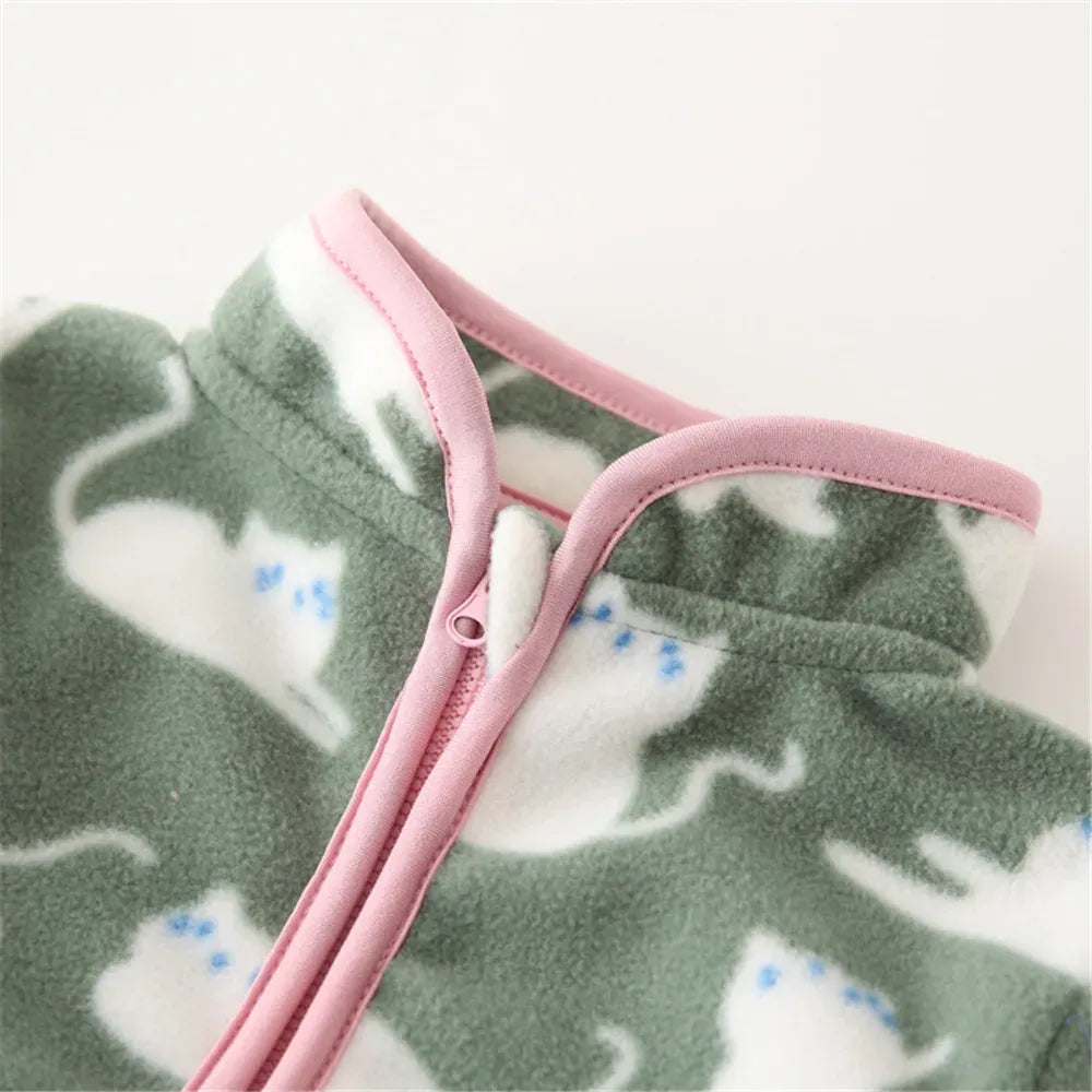 Printed Fleece Zipper Jacket for Kids