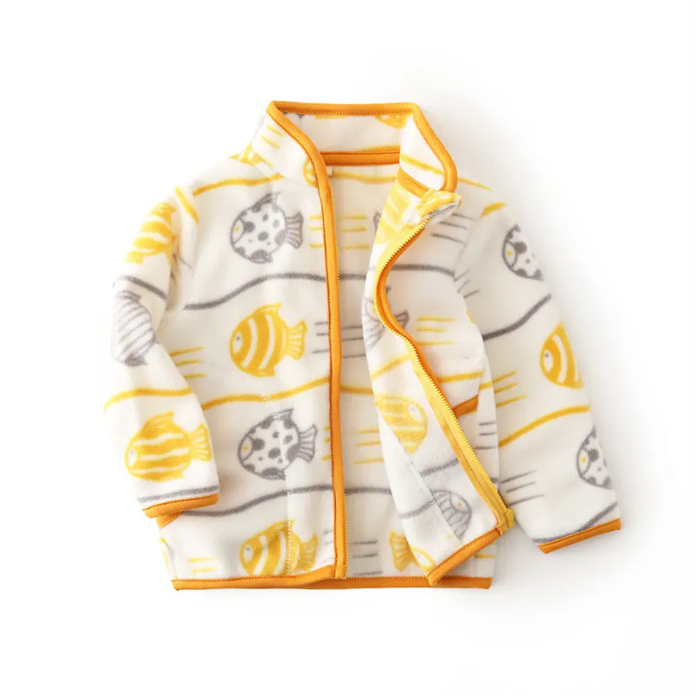 Printed Fleece Zipper Jacket for Kids