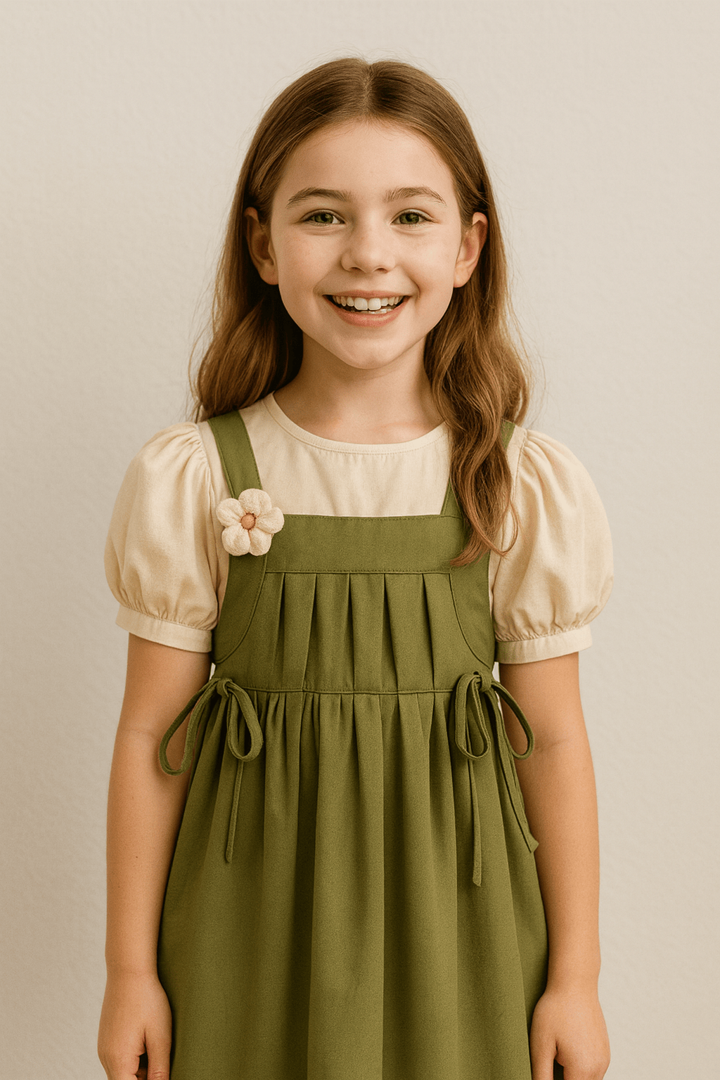 Puff Sleeve Top &amp; Suspender Skirt
