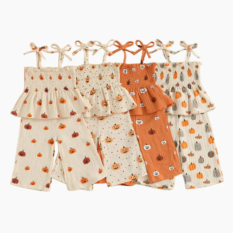 Pumpkin Print 2 Piece Outfit