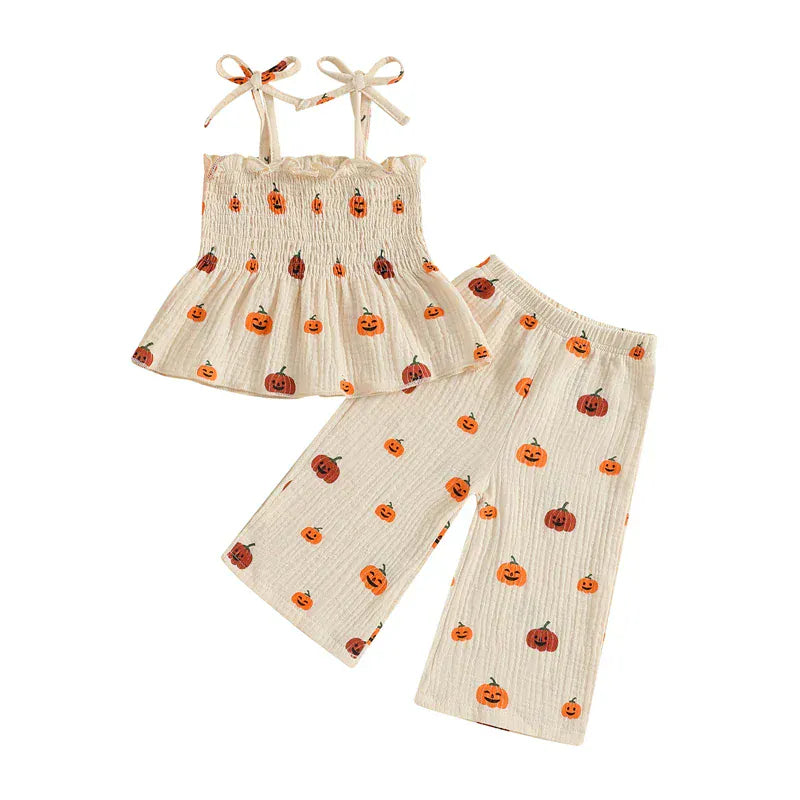 Red Floral Print / 6-9M Pumpkin Print 2 Piece Outfit