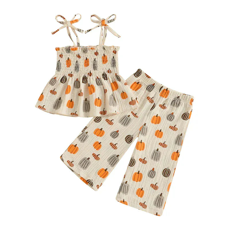 Orange Floral Print / 6-9M Pumpkin Print 2 Piece Outfit