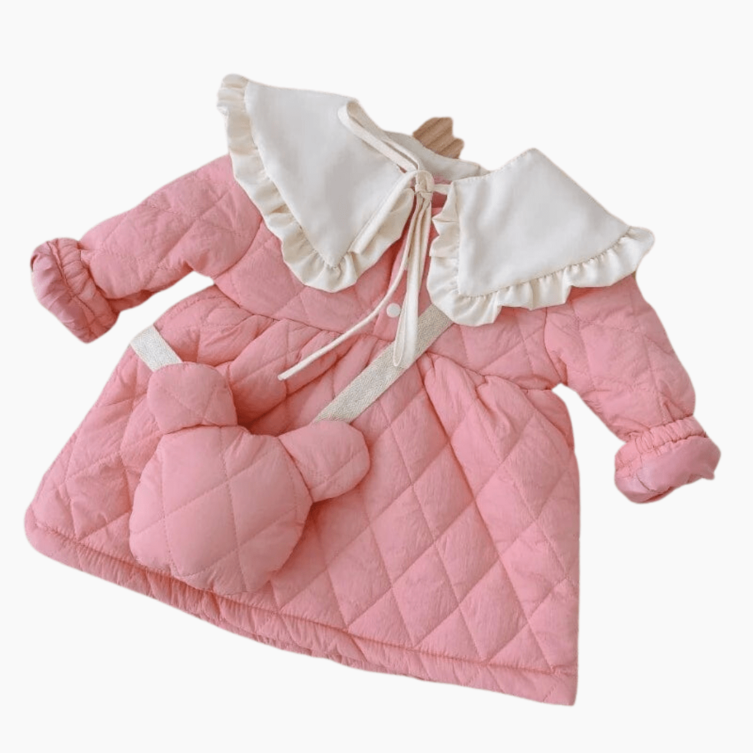 Quilted Pink Jacket with Bear Purse