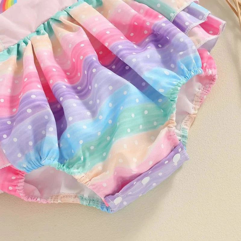 Rainbow Ruffle Baby Romper