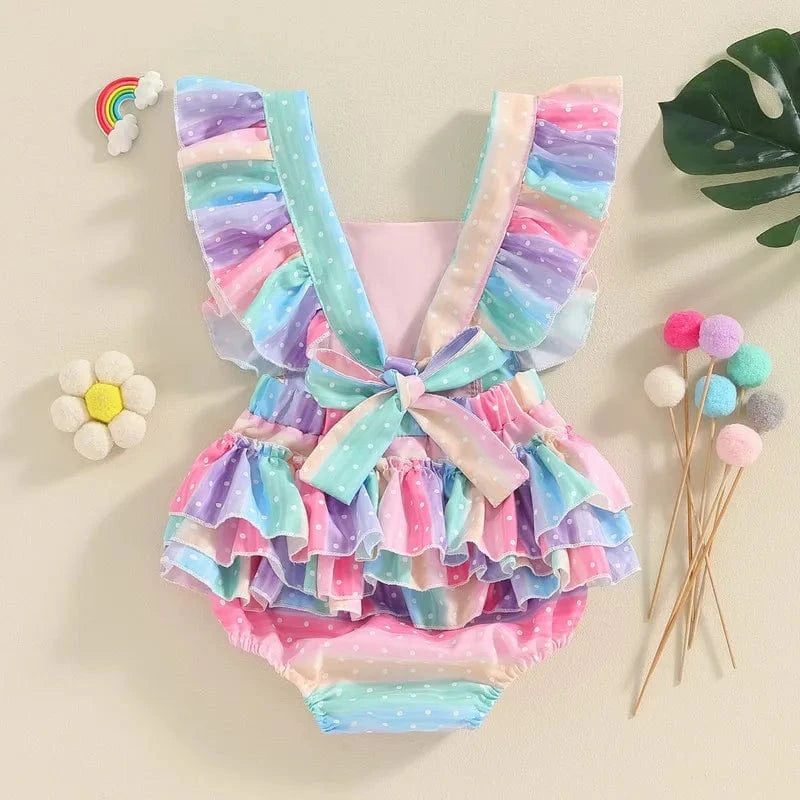 Rainbow Ruffle Baby Romper
