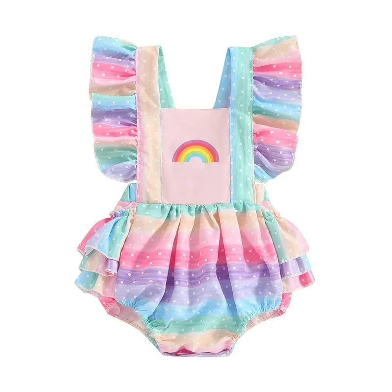 Rainbow / 0-6M Rainbow Ruffle Baby Romper
