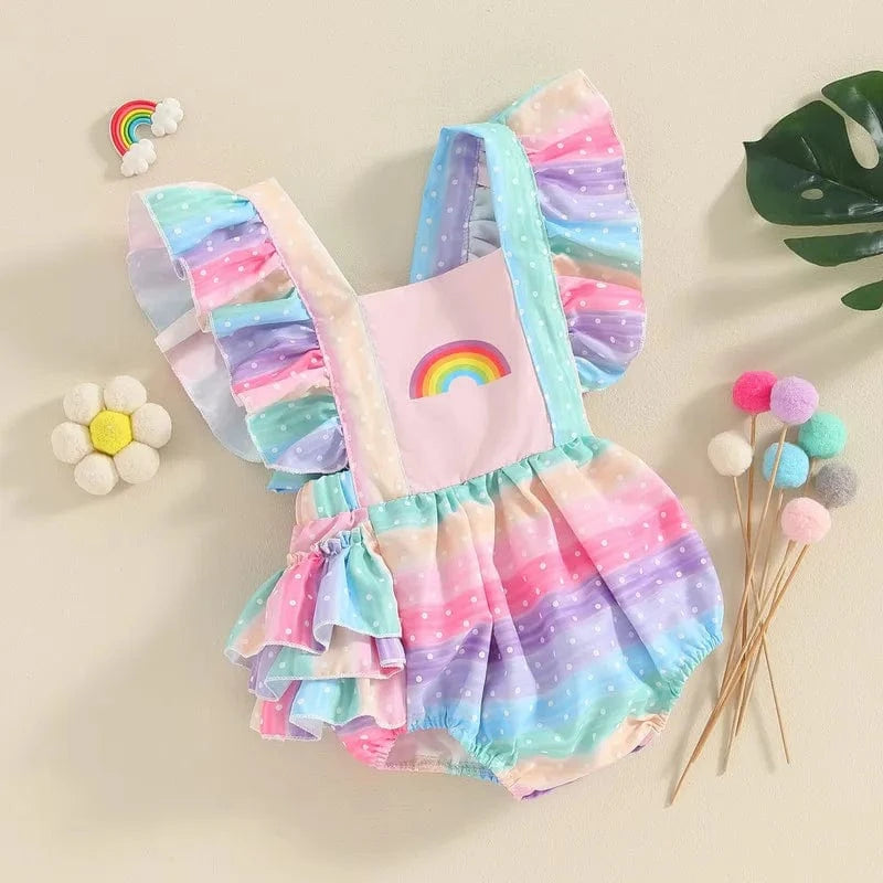 Rainbow Ruffle Baby Romper