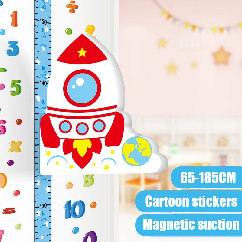 0 Rocket / 65-185CM Removable 3d Three-dimensional Cartoon Height Stickers Self-adhesive Children&#39;s Magnetic Suction Baby Height Wall Stickers