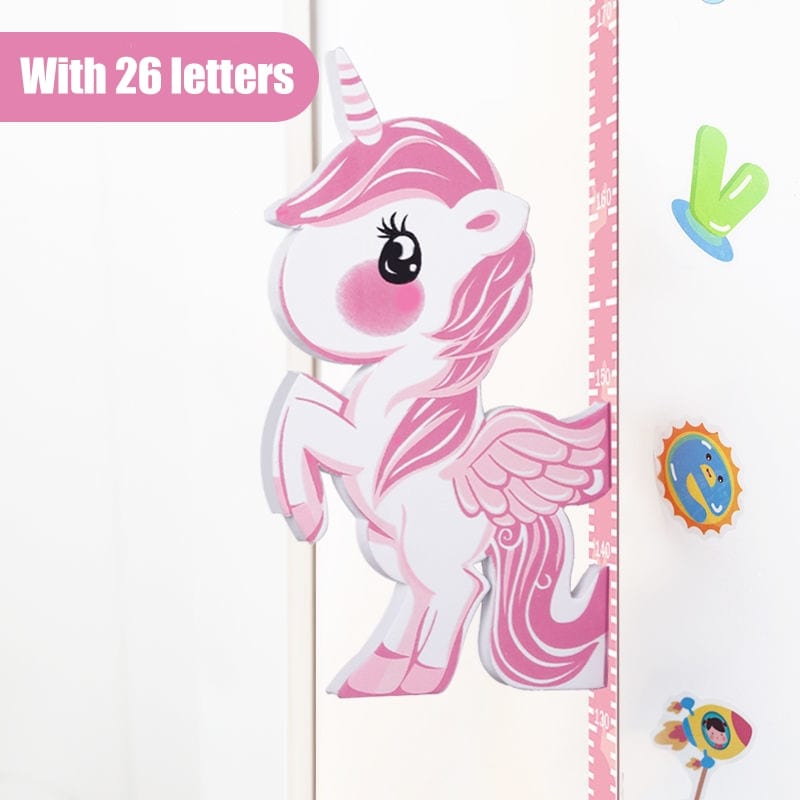 0 Unicorns / 65-185CM Removable 3d Three-dimensional Cartoon Height Stickers Self-adhesive Children&#39;s Magnetic Suction Baby Height Wall Stickers