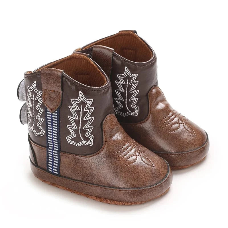 E-184COFFEE / 0-6M Retro Baby Boots