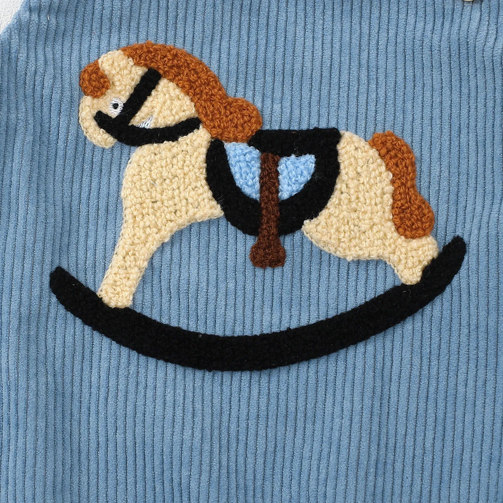 Rocking Horse Embroidered Corduroy Overalls