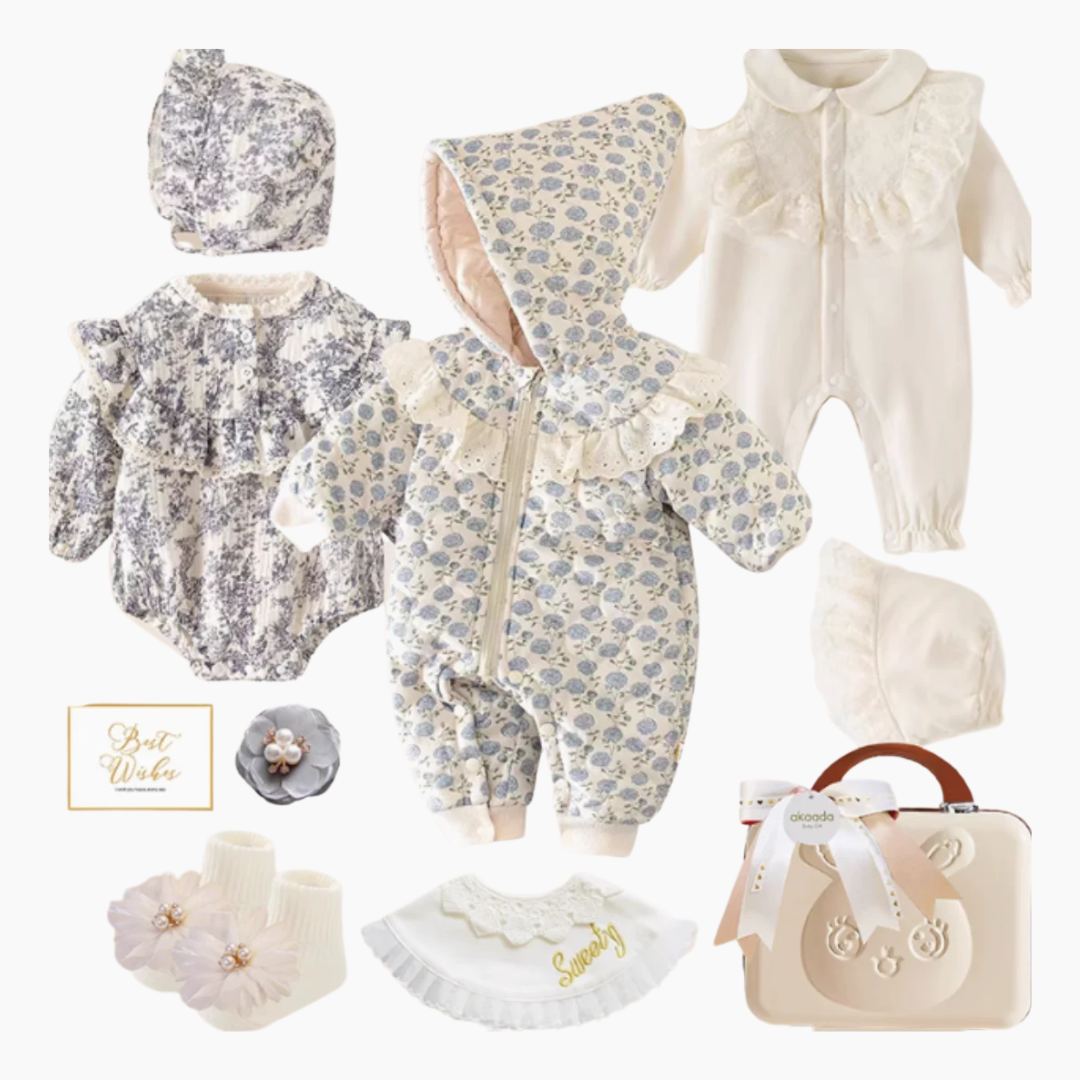 Rococo Blue & Grey” Baby Girl Gift Set