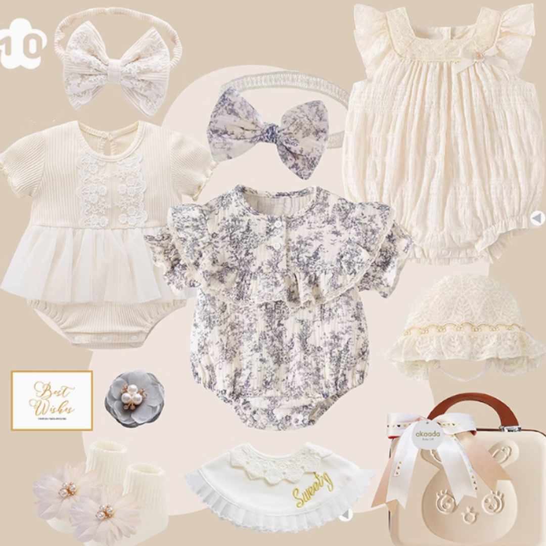 Rococo Blue & Grey” Baby Girl Gift Set