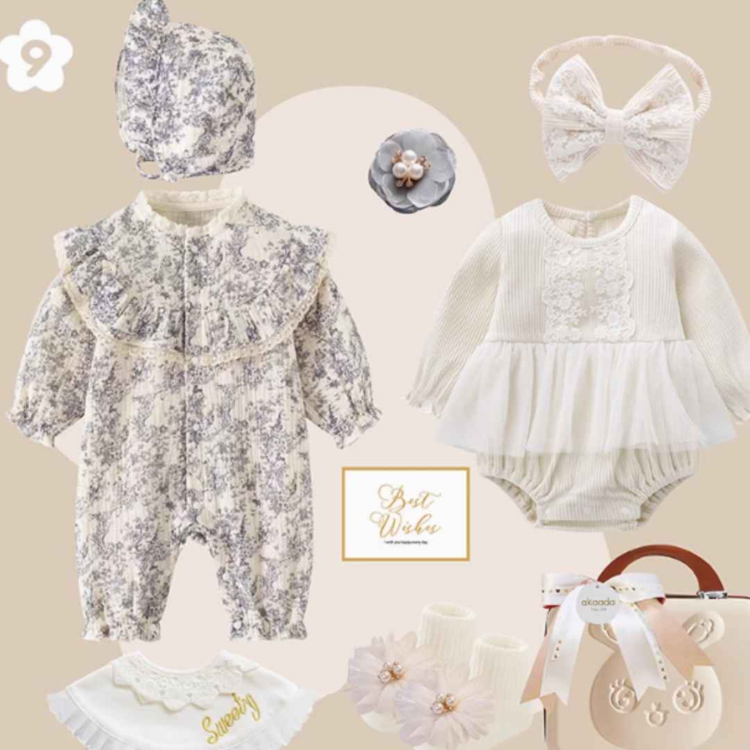 I / 0-3M Rococo Blue & Grey” Baby Girl Gift Set