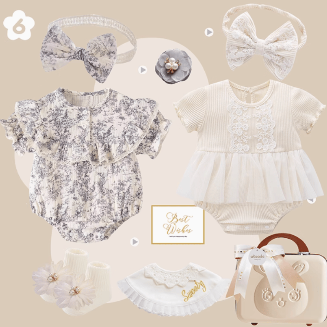 C / 0-3M Rococo Blue & Grey” Baby Girl Gift Set
