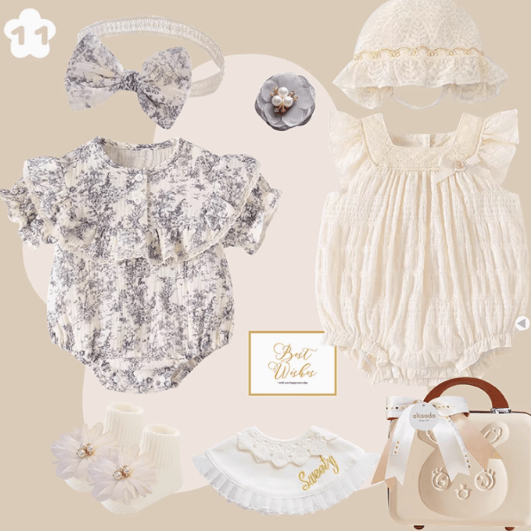 Rococo Blue & Grey” Baby Girl Gift Set