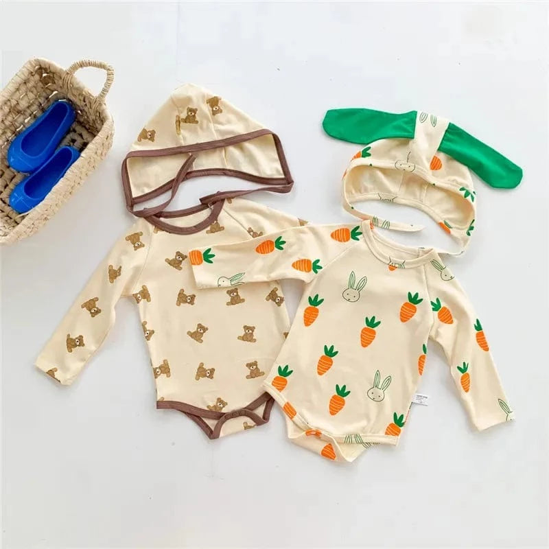 Rompers Cute Bear/Carrot Print