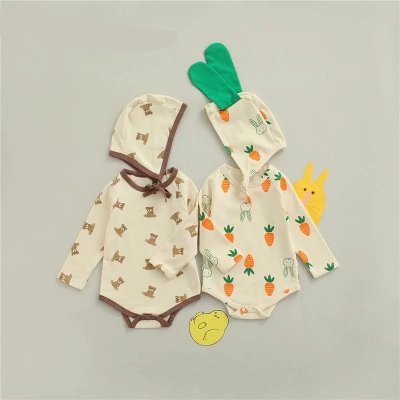 Rompers Cute Bear/Carrot Print