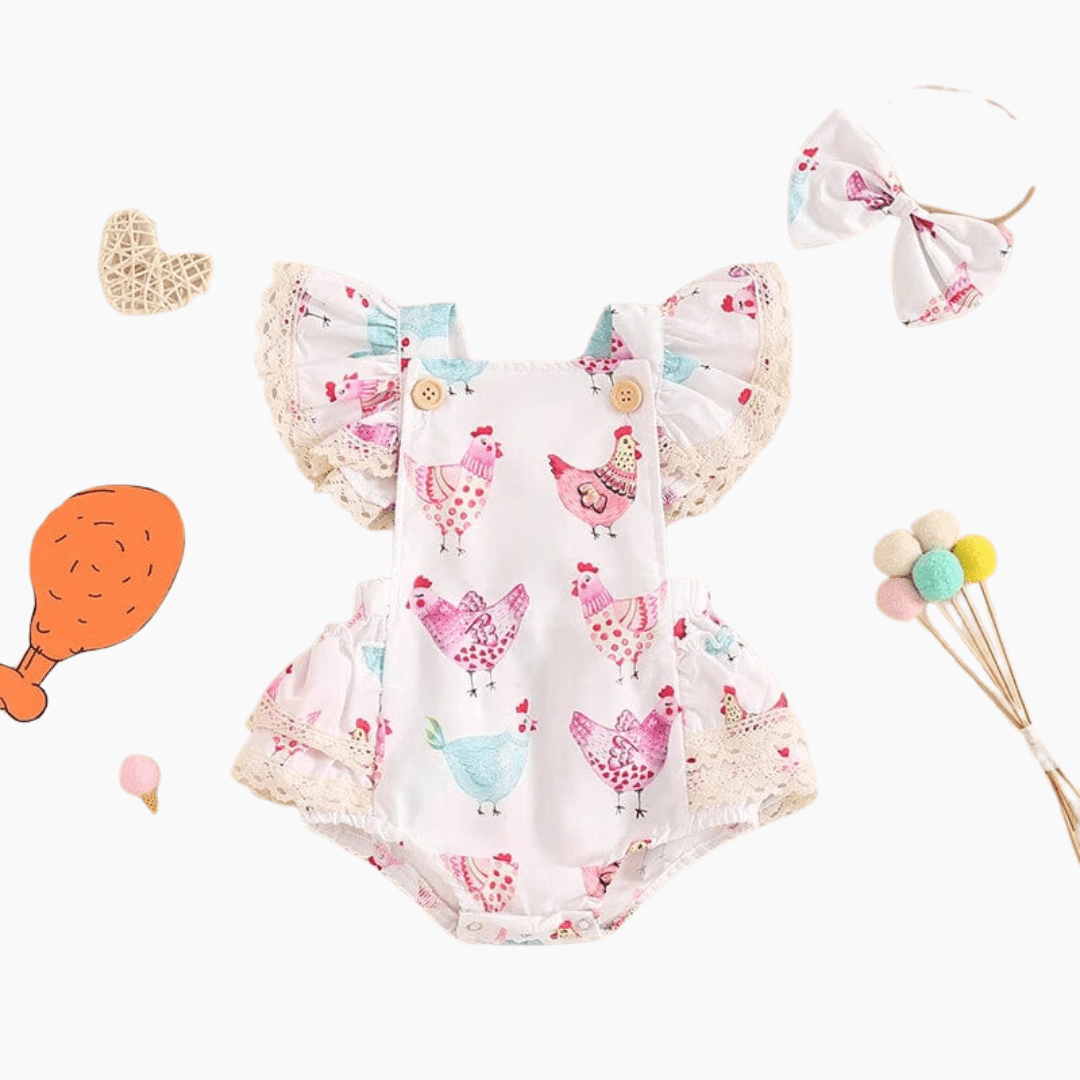 Girl's Clothing Rooster Print Baby Romper