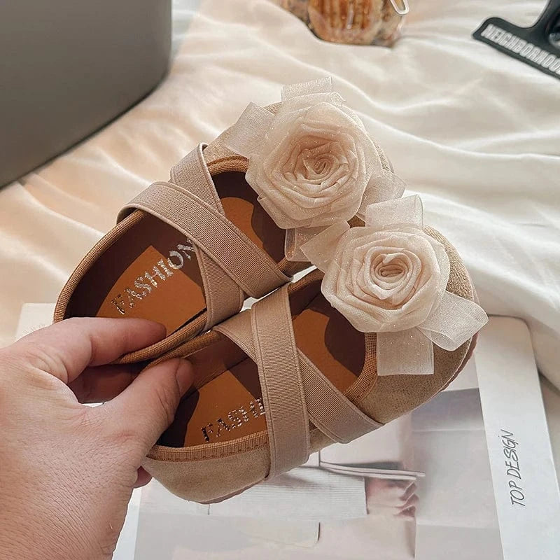 Rose Design Slip-on Princess Flats