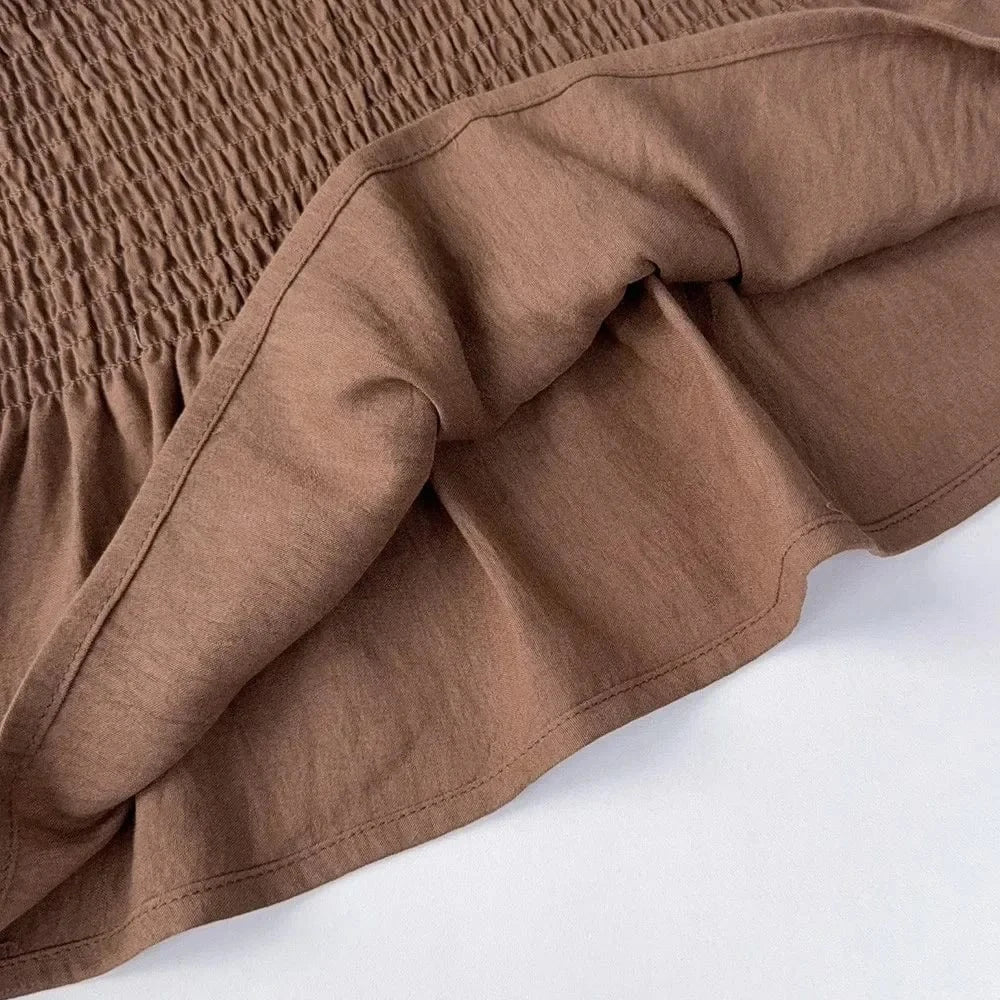 Girl's Clothing Ruffle Strap Top and Beige Pants Set