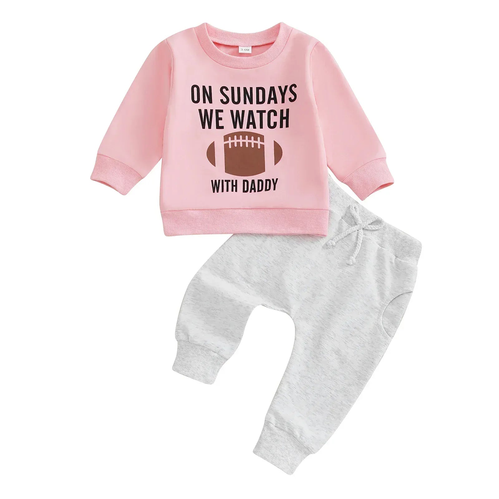 Pink Top with Light Grey Pants / 3-6M Rugby Theme Baby Tracksuit Set