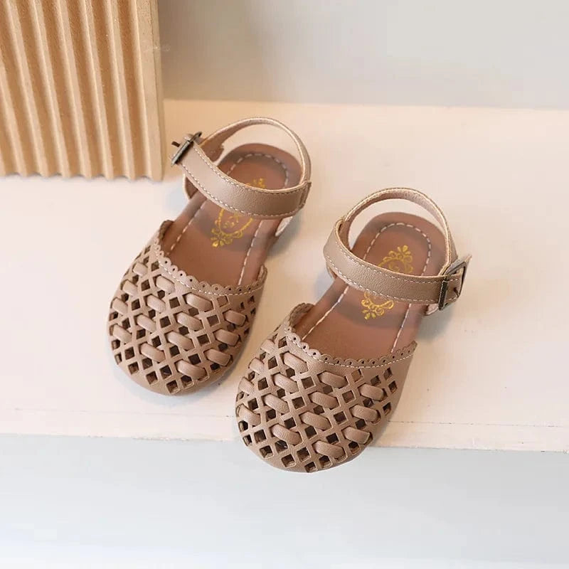 khaki / 21 Sandals Girls Woven Hollow Fashion