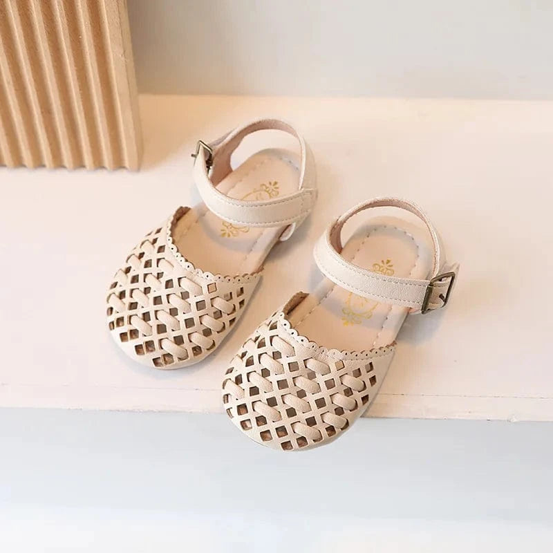 beige / 23 Sandals Girls Woven Hollow Fashion