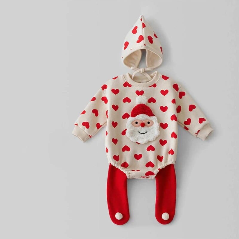 Heart 3pcs sets / 0-3M(66) Santa Clause Long Sleeve Romper