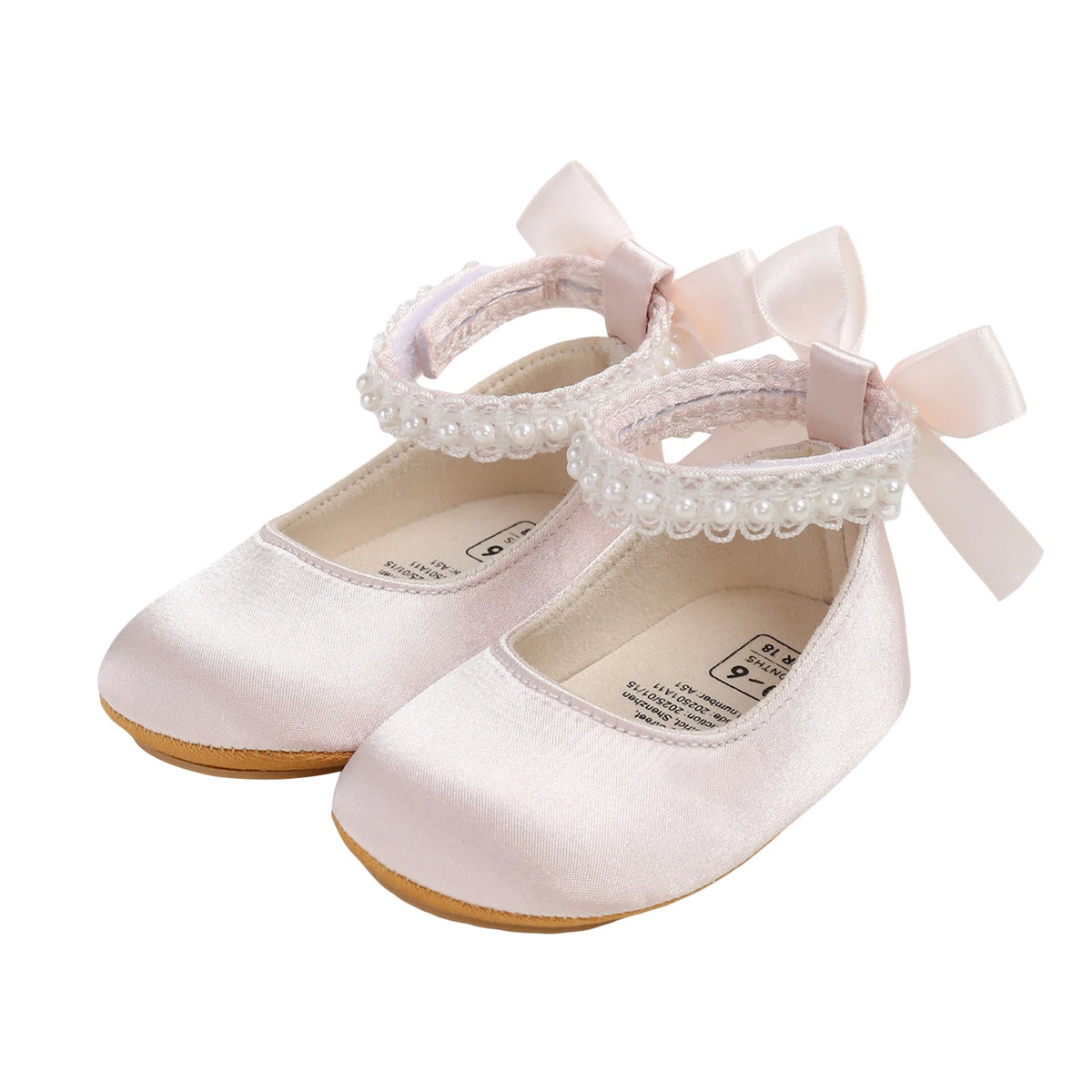 Light Pink / 1 Satin & Pearl Princess Shoes for Infant Girls