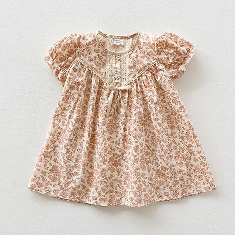 Pink / 2T-90 Short Sleeve Floral Dress