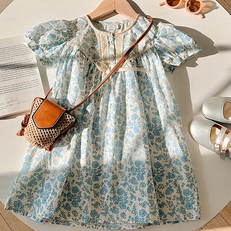 Girls Short Sleeve Flare Dress - Momorii