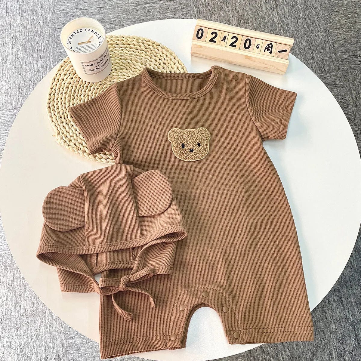 Chocolate / 0-3M Short Sleeve Waffle