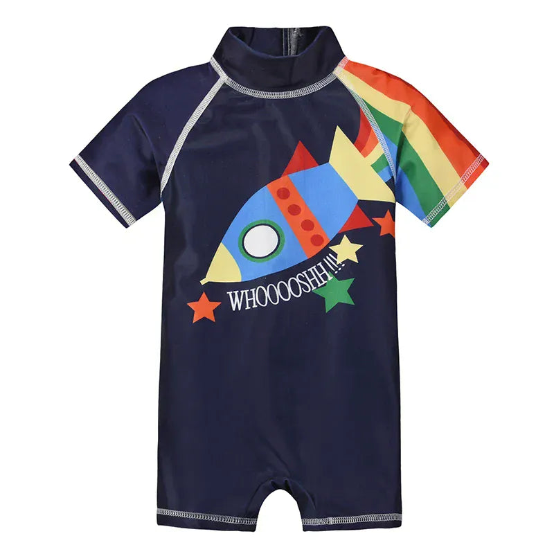 Rocket Rainbow / 1-2T Short Sleeved Rash Guard Swimwear